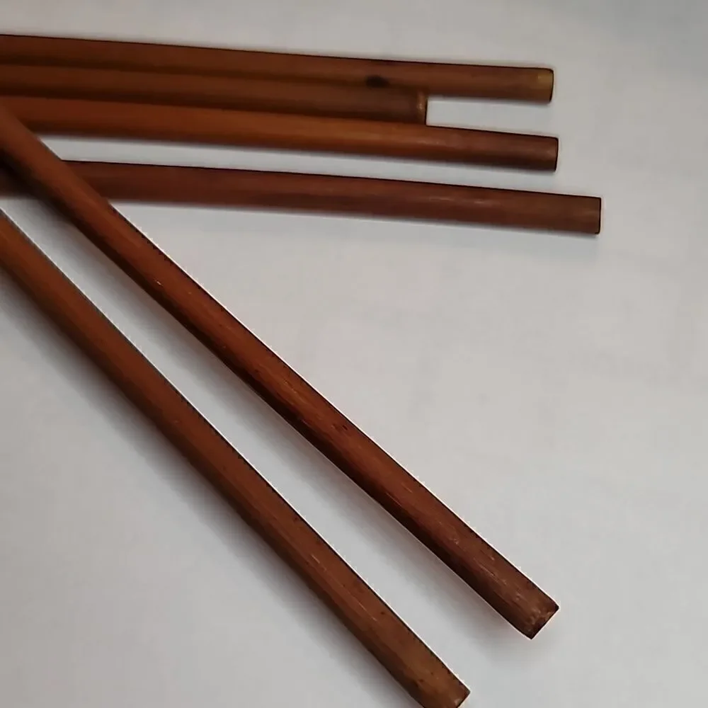 Vintage Chinese Bamboo Chopsticks with Metal Tips 6pcs